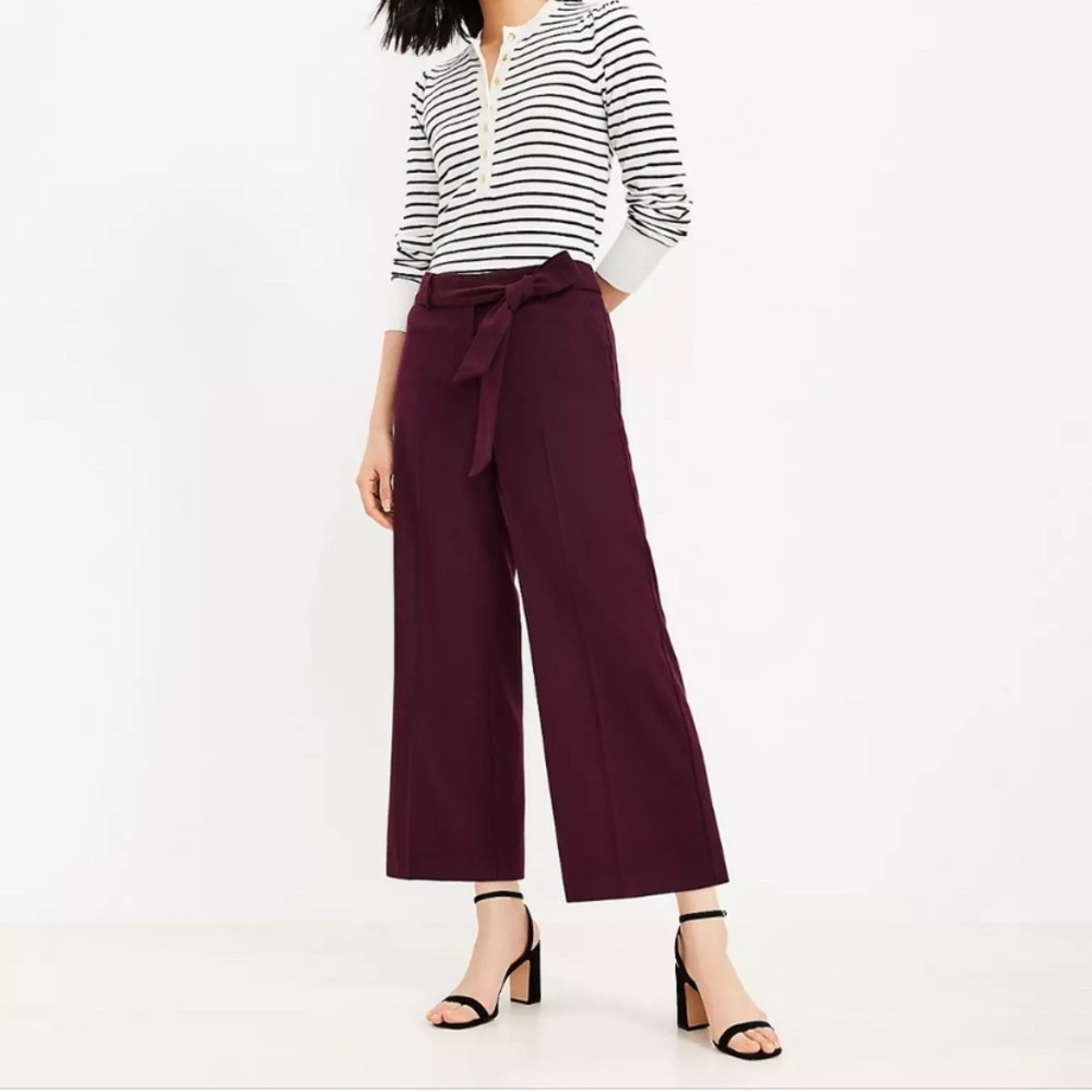 LOFT Burgundy Wide-Leg Pants